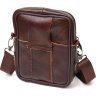 Компактна чоловіча сумка на пояс із натуральної шкіри коричневого кольору Vintage (2421484) - 2