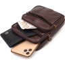 Компактная мужская сумка на пояс из натуральной кожи коричневого цвета Vintage (2421484) - 4