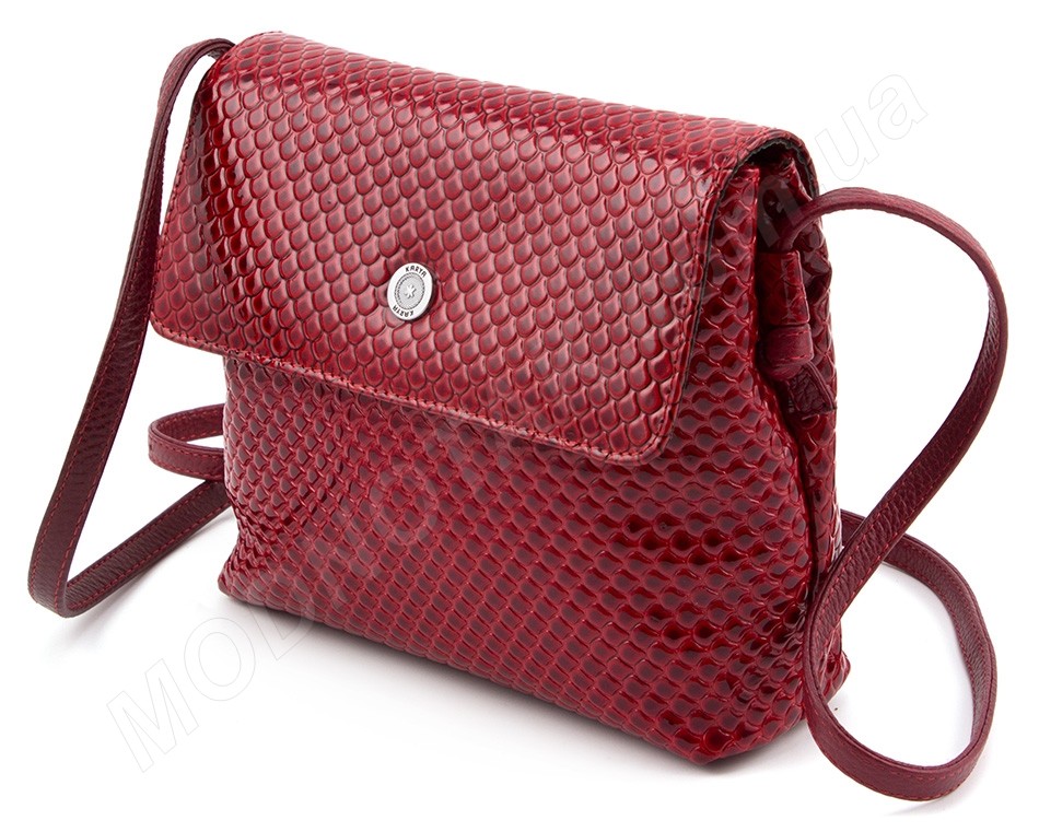 Стильна жіноча шкіряна сумочка в красивому лакованому червоному кольорі Karya (Туреччина) (28007)