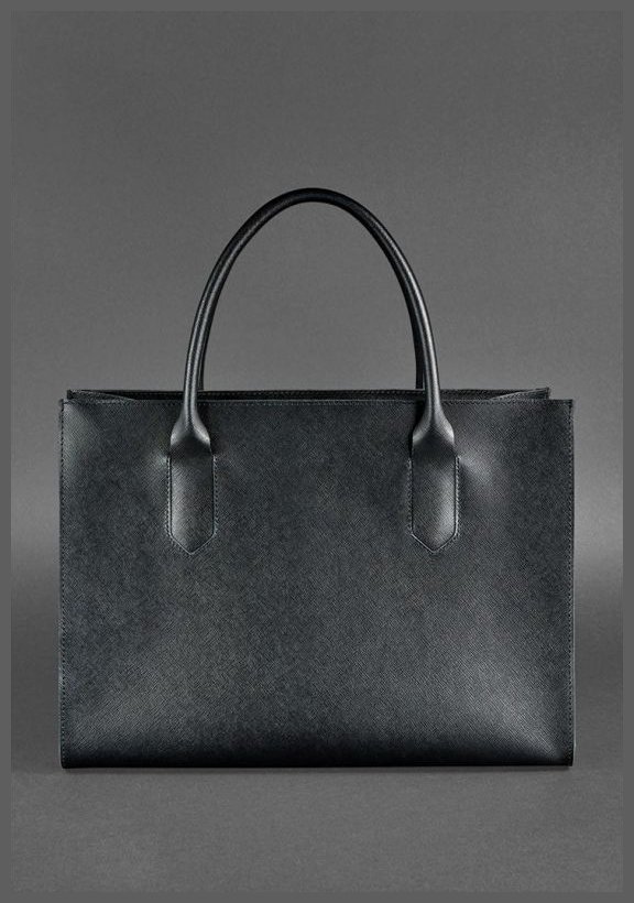 Женская сумка шоппер из натуральной кожи черного цвета с фиксацией BlankNote Blackwood (12712)