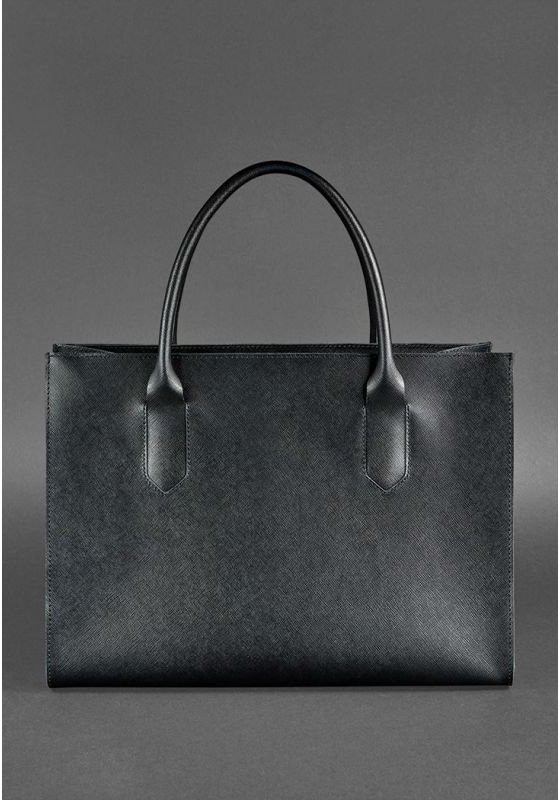 Жіноча сумка шоппер з натуральної шкіри чорного кольору з фіксацією BlankNote Blackwood (12712)