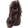 Мужская недорогая кожаная сумка коричневого цвета через плечо Leather Collection (32253918) - 2