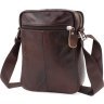 Чоловіча недорога шкіряна сумка коричневого кольору через плече Leather Collection (32253918) - 3