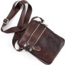 Мужская недорогая кожаная сумка коричневого цвета через плечо Leather Collection (32253918) - 5