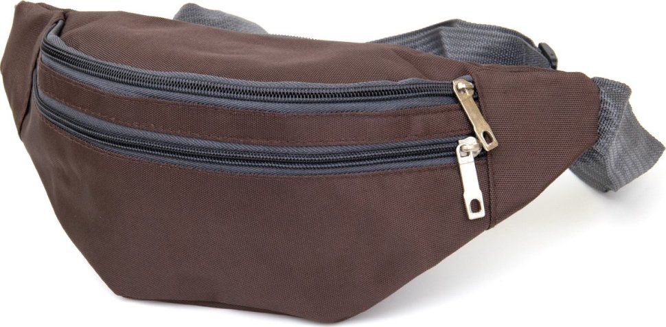 Текстильная мужская поясная сумка коричневого цвета Vintage (20501)