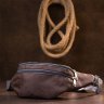Текстильная мужская поясная сумка коричневого цвета Vintage (20501) - 5