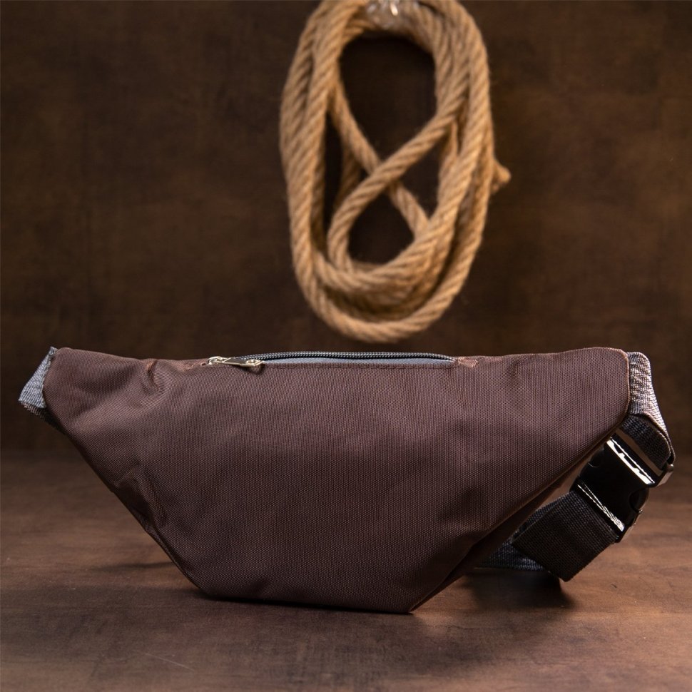 Текстильна чоловіча поясна сумка коричневого кольору Vintage (20501)