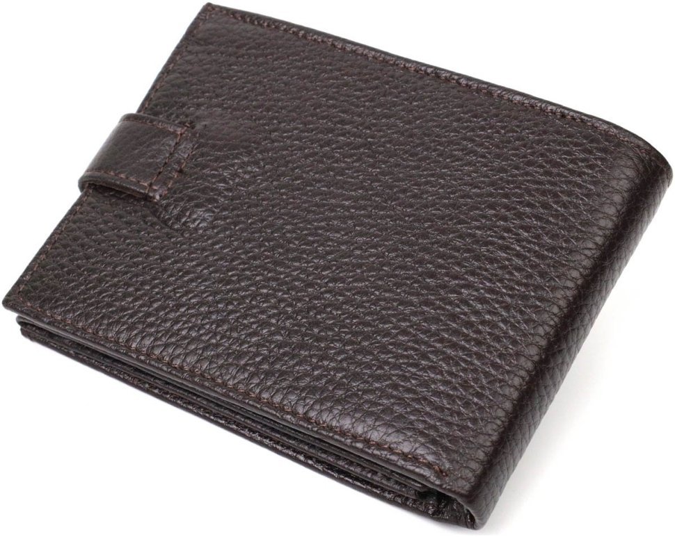 Солідне чоловіче портмоне середнього розміру із фактурної шкіри коричневого кольору BOND (2422001)