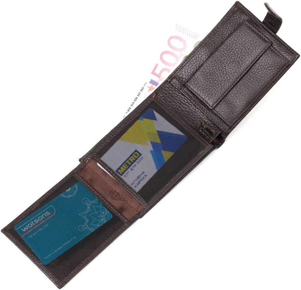 Солидное мужское портмоне среднего размера из фактурной кожи коричневого цвета BOND (2422001)