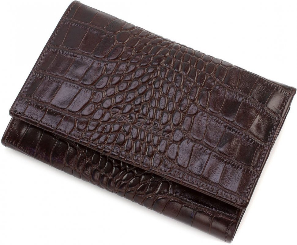 Коричневий гаманець з натуральної шкіри з тисненням Tony Bellucci (10755)