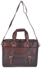 Кожаная мужская сумка для ноутбука до 15" через плечо Ashwood F83 коричневого цвета 94418