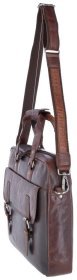 Кожаная мужская сумка для ноутбука до 15" через плечо Ashwood F83 коричневого цвета 94418