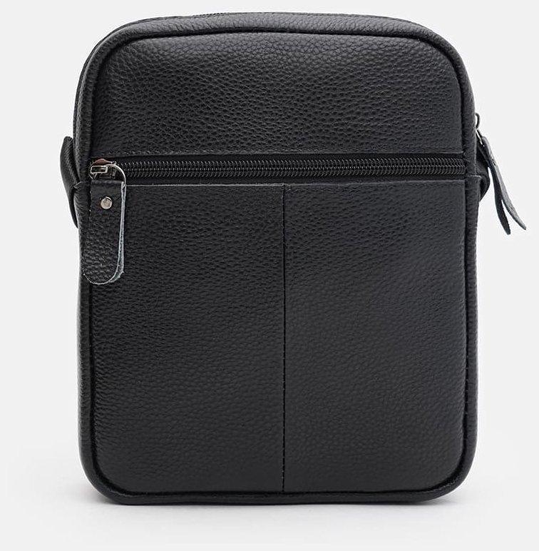 Компактная мужская сумка через плечо из натуральной фактурной кожи Borsa Leather 104518 черного цвета фото №3 Компактная мужская сумка через плечо из натуральной фактурной кожи Borsa Leather 104518 черного цвета modnotak фото №3