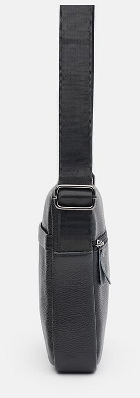 Компактная мужская сумка через плечо из натуральной фактурной кожи Borsa Leather 104518 черного цвета фото №4 Компактная мужская сумка через плечо из натуральной фактурной кожи Borsa Leather 104518 черного цвета modnotak фото №4