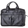 Чорна сумка для ноутбука з гладкої шкіри із сріблястою фурнітурою SHVIGEL (11041) - 1