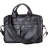 Черная сумка для ноутбука из гладкой кожи с серебристой фурнитурой SHVIGEL (11041) - 5