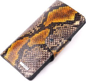 Женский разноцветный купюрник из натуральной фактурной кожи под змею KARYA (2421004)