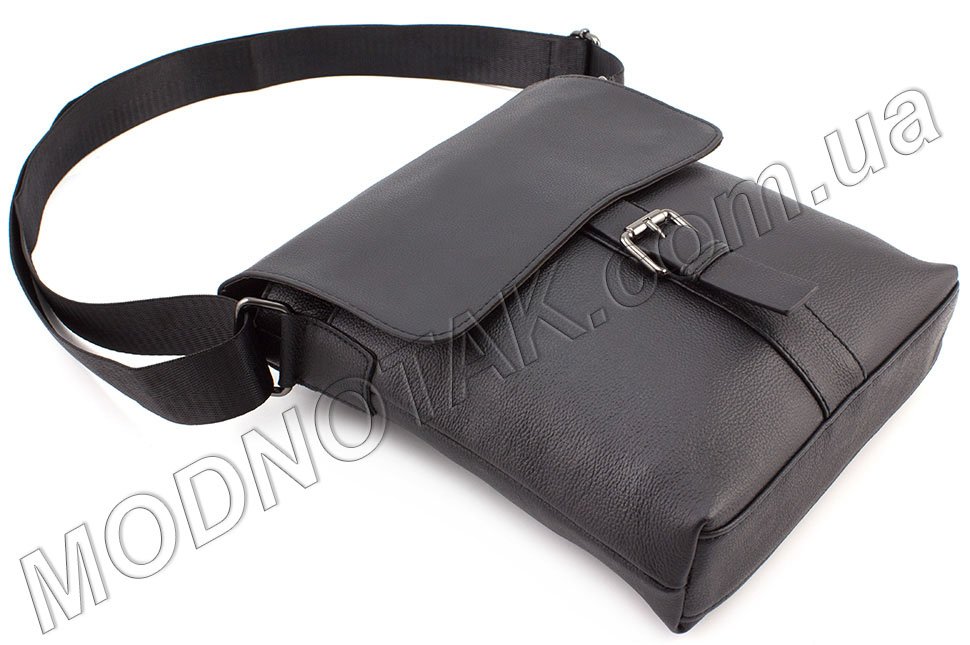 Черная наплечная сумка из зернистой кожи Leather Collection (11550)