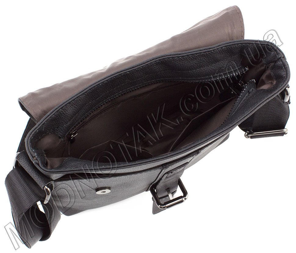 Чорна наплічна сумка з зернистою шкіри Leather Collection (11550)