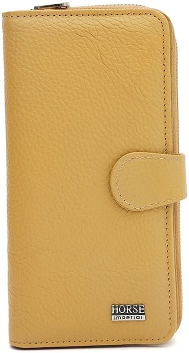 Зручний жіночий шкіряний гаманець жовтого кольору Horse Imperial 65018