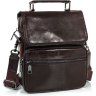 Середня чоловіча сумка-барсетка з натуральної шкіри коричневого кольору Tiding Bag (21222) - 1