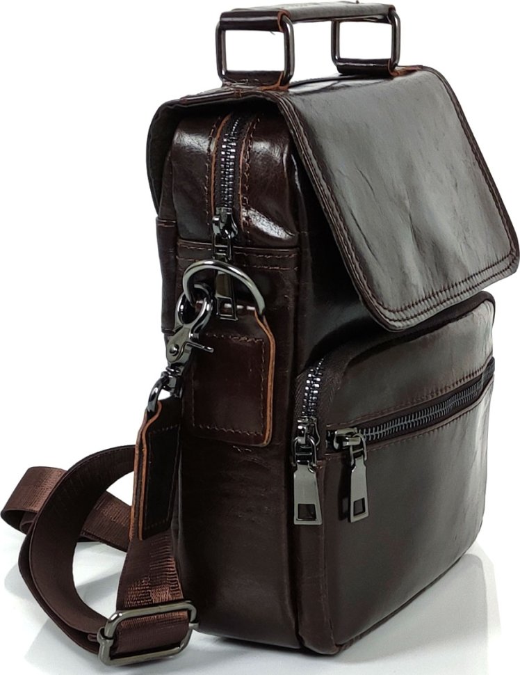 Средняя мужская сумка-барсетка из натуральной кожи коричневого цвета Tiding Bag (21222)