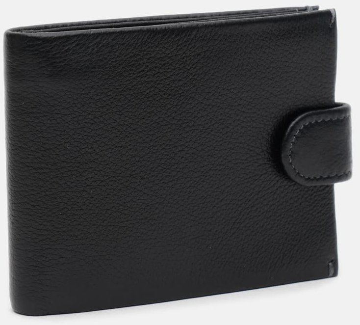 Мужское кожаное портмоне черного цвета с зажимом для купюр Ricco Grande 65418