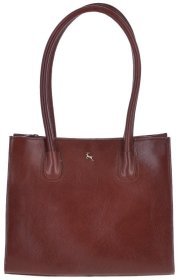 Кожаная женская сумка с длинными ручками на магните Ashwood V26 коричневого цвета 95418