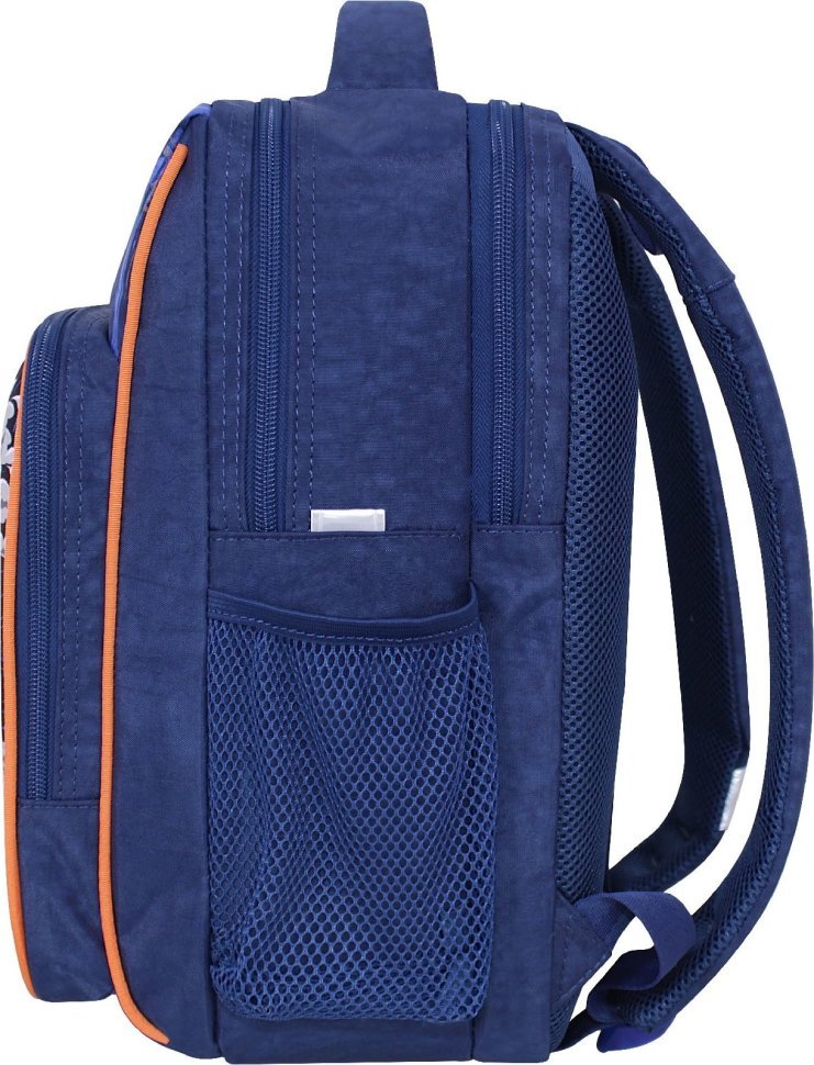 Синий школьный рюкзак из текстиля с принтом автомобиля на два отделения Bagland 55518