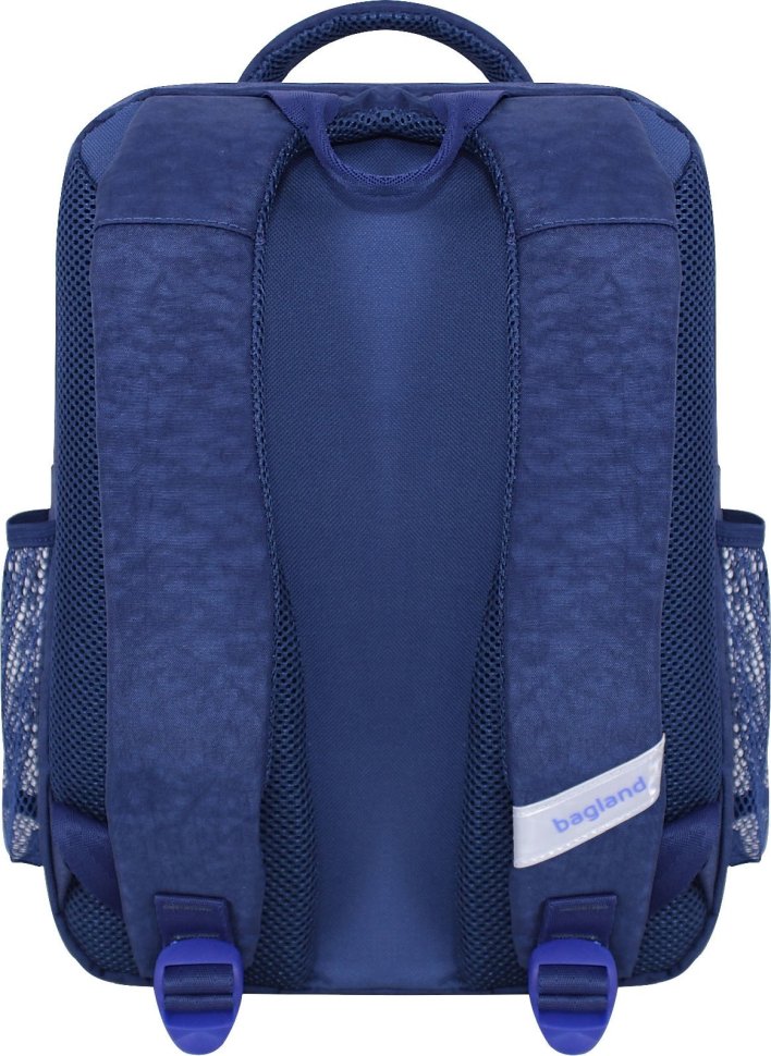 Синій шкільний рюкзак з текстилю з принтом автомобіля на два відділення Bagland 55518