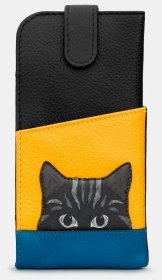 Чехол на кнопке для очков из кожи с нашивкой черного кота Yoshi Y4309 разноцветный 95518