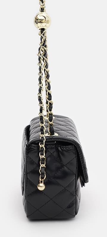 Женская кожаная стеганая сумка-кроссбоди черного цвета Keizer (56018)