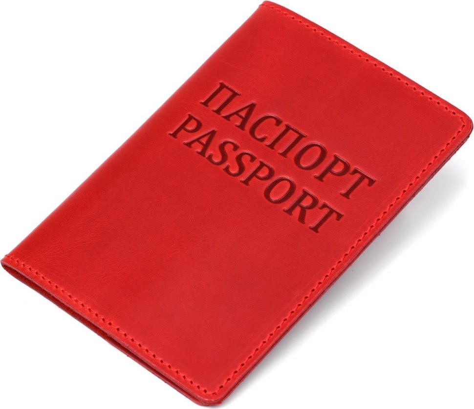 Красная женская матовая обложка на паспорт из натуральной кожи крейзи хорс Shvigel (2413959)