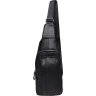 Мужской черный слинг-рюкзак большого размера из фактурной кожи Keizer (21423) - 2