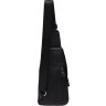 Чоловічий чорний слінг-рюкзак великого розміру із фактурної шкіри Keizer (21423) - 3