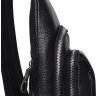 Чоловічий чорний слінг-рюкзак великого розміру із фактурної шкіри Keizer (21423) - 5
