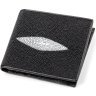 Красивое портмоне из зернистой кожи морского ската черного цвета STINGRAY LEATHER (024-18041) - 1