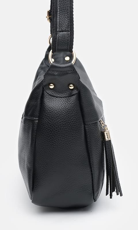 Женская кожаная сумка горизонтального типа в черном цвете Keizer (22050)