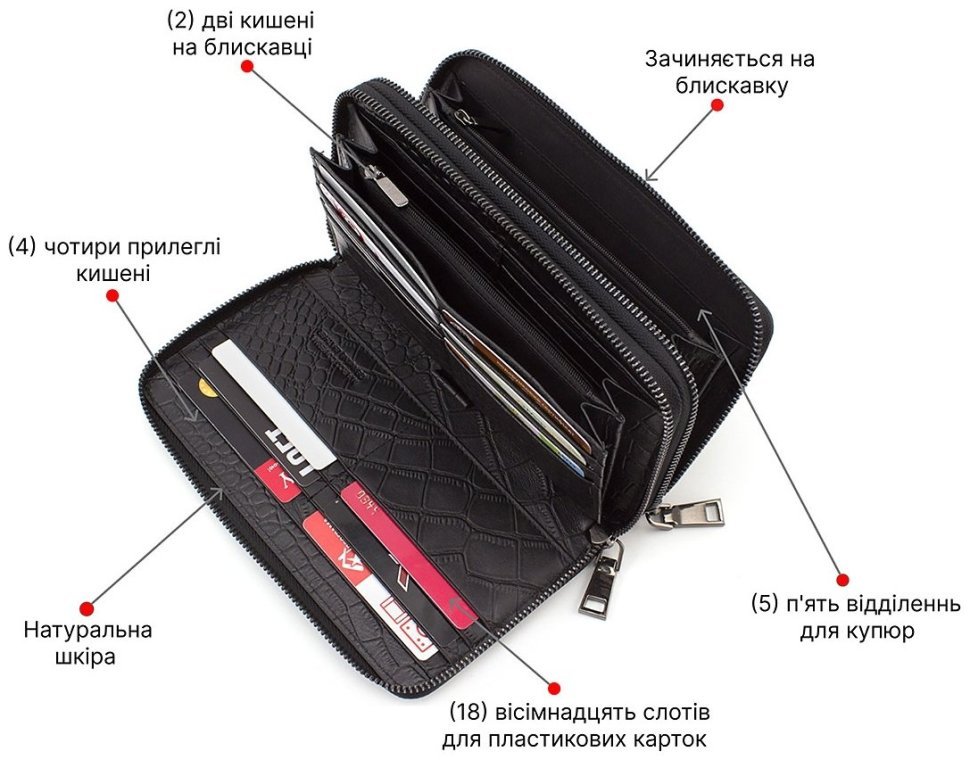 Стильный кожаный клатч на две молнии Marco Coverna (17431) modnotak фото №4