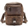 Середня чоловіча плечова сумка із вінтажної шкіри коричневого кольору Tiding Bag 77518 - 1