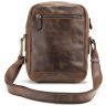 Средняя мужская плечевая сумка из винтажной кожи коричневого цвета Tiding Bag 77518 - 2