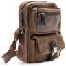 Средняя мужская плечевая сумка из винтажной кожи коричневого цвета Tiding Bag 77518 - 3