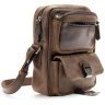 Средняя мужская плечевая сумка из винтажной кожи коричневого цвета Tiding Bag 77518 - 4