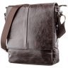Мужская кожаная сумка-мессенджер темно-коричневого цвета SHVIGEL 2400795 - 1