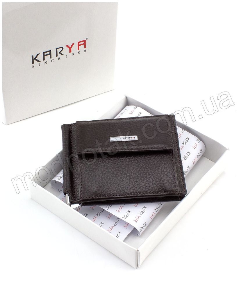 Кожаный зажим для купюр с монетницей KARYA (0460-39)
