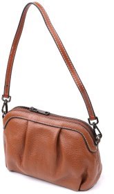 Повседневная кожаная женская сумка через плечо со стильным драпированием коричневого цвета Vintage 98218