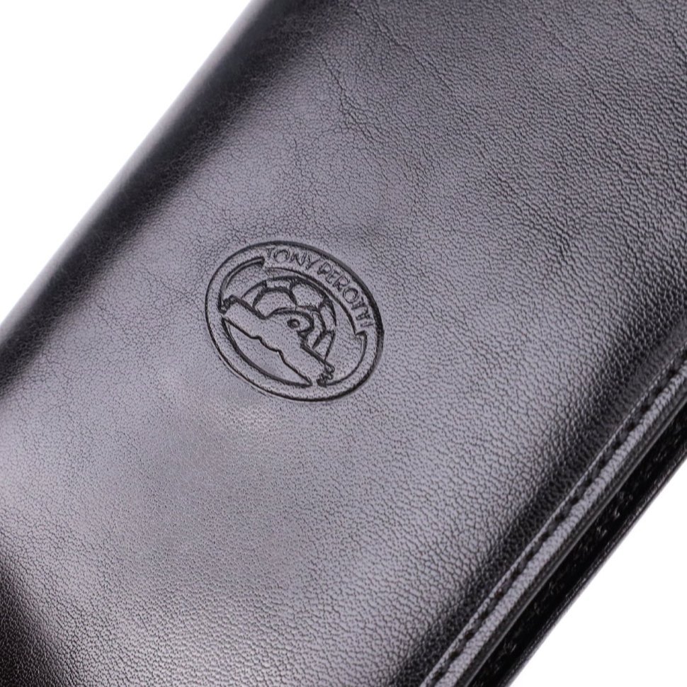 Купюрник из гладкой кожи черного цвета для мужчин Tony Perotti без застежки 108518 modnotak фото №5