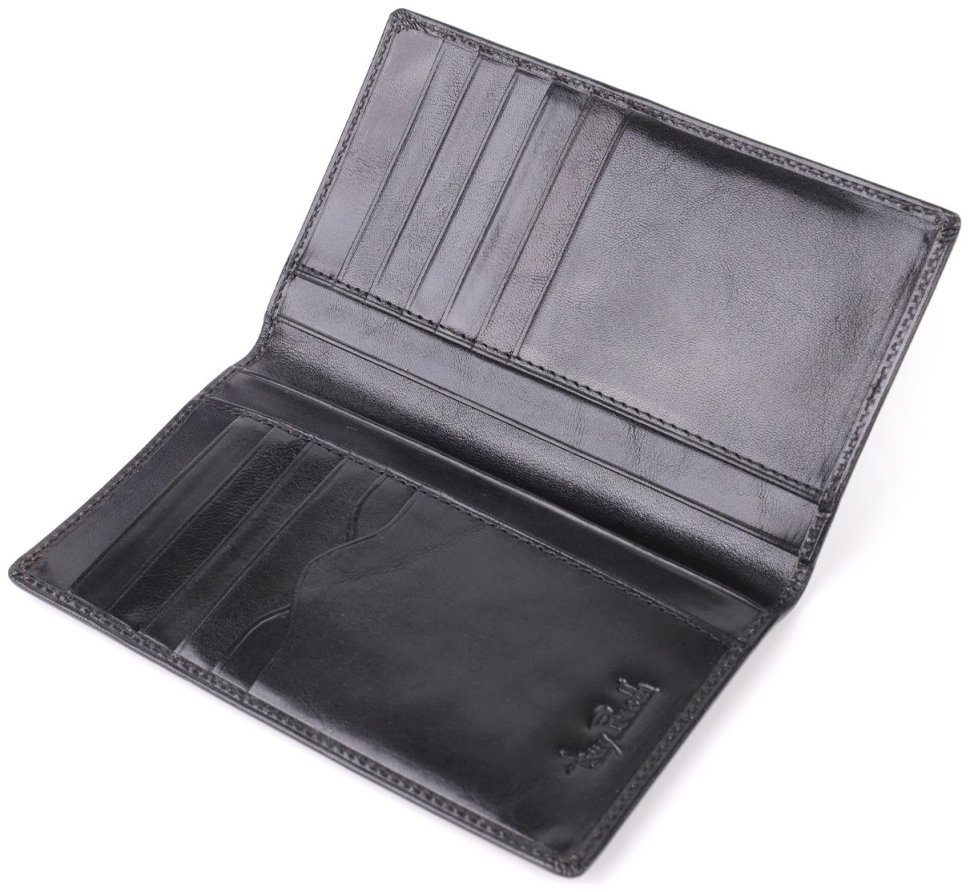 Купюрник из гладкой кожи черного цвета для мужчин Tony Perotti без застежки 108518 modnotak фото №6