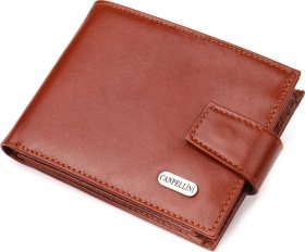Компактний чоловічий гаманець із гладкої шкіри світло-коричневого кольору CANPELLINI (2421508)