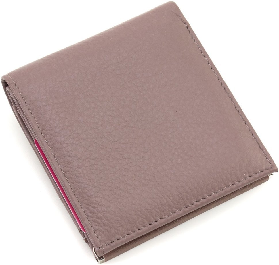 Пудровий жіночий гаманець із натуральної шкіри на кнопці Marco Coverna 68618